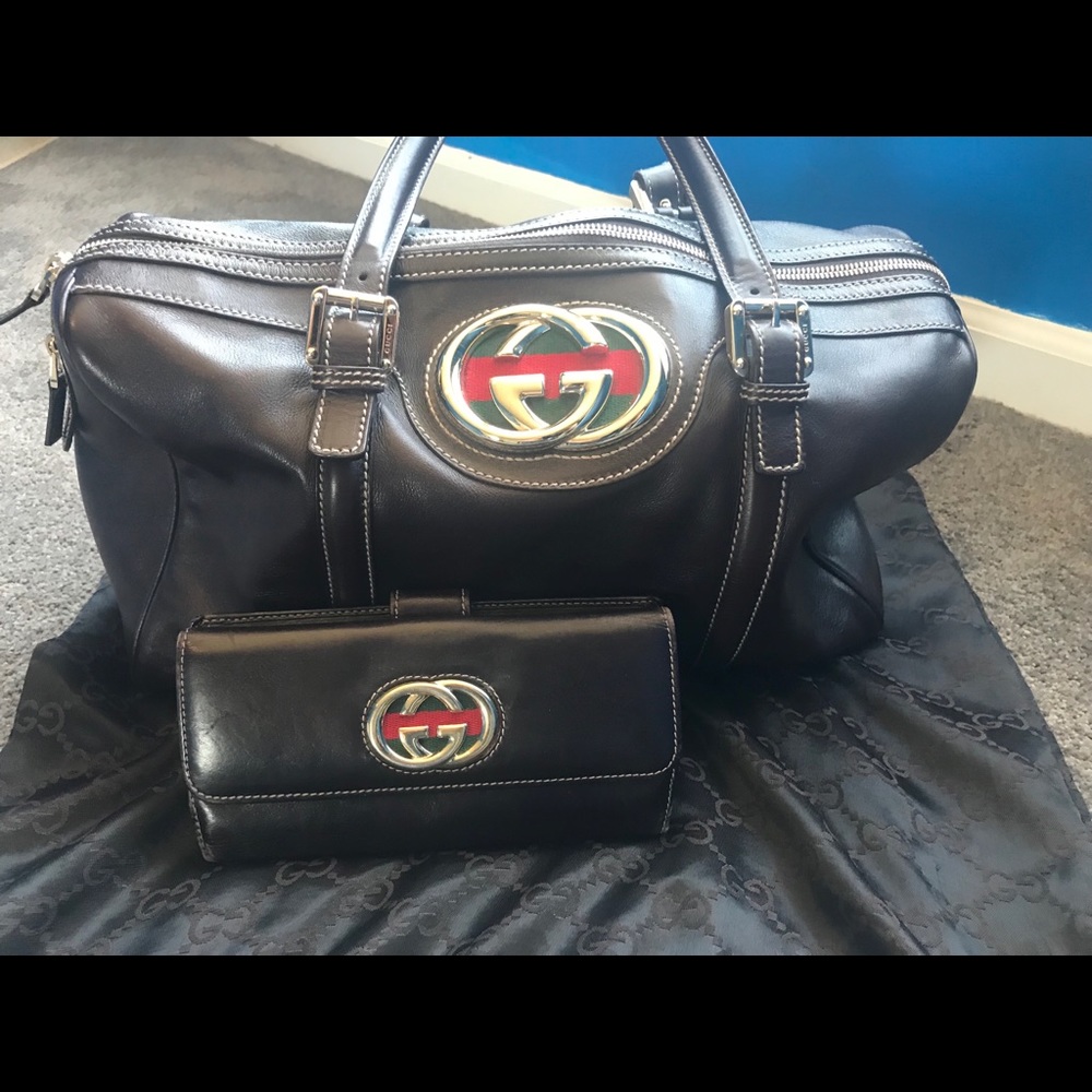 Gucci Britt Handbag + matching wallet.  Trade
